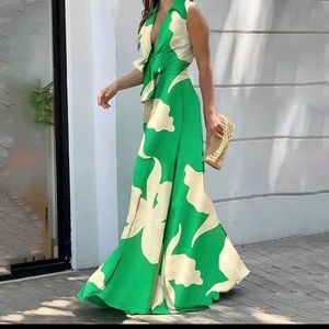Arnuz green floral maxi dress